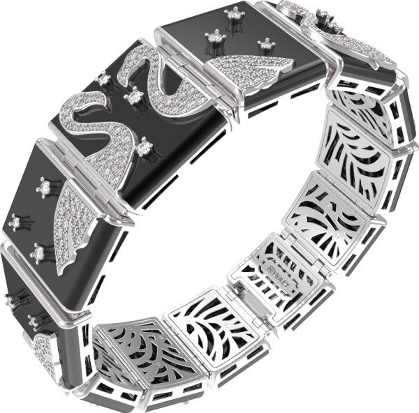 Браслет из белого золота c бриллиантами и ониксом