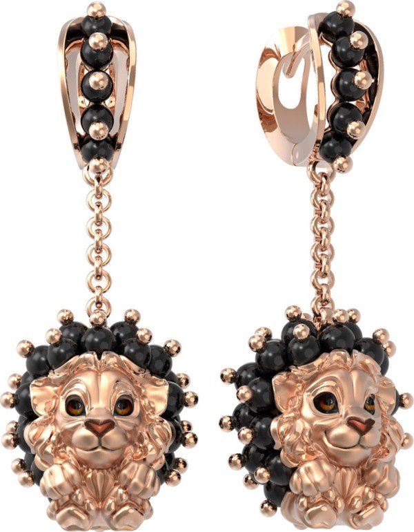 Серьги из золота c эмалью и ониксом