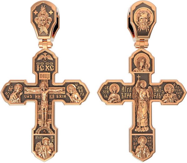 Крест из красного золота 585 пробы