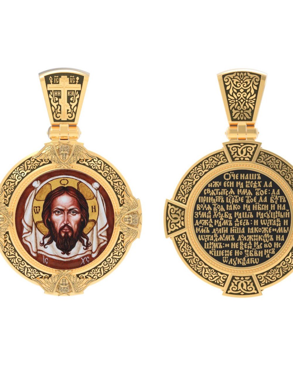 Образок из лимонного золота c эмалью и иконописью