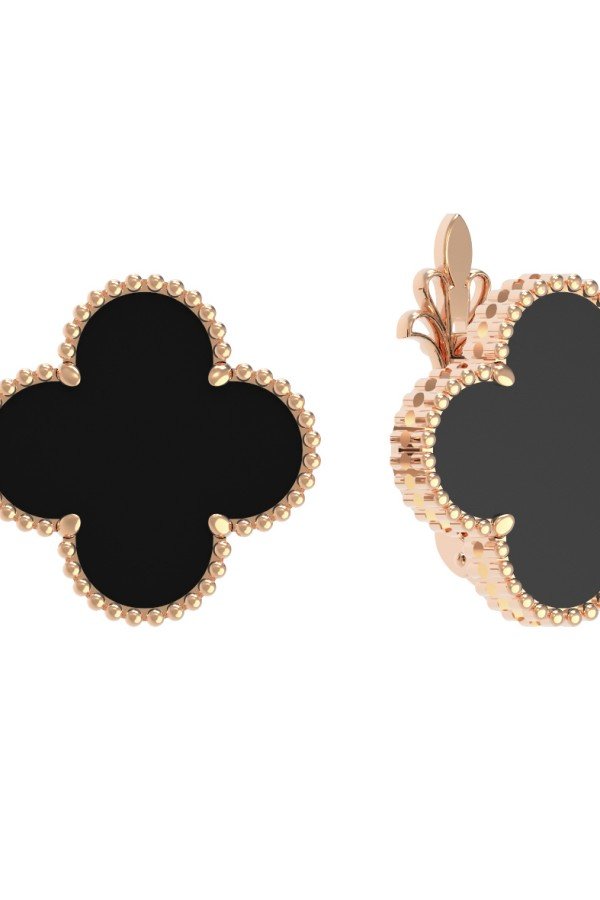 Серьги из золота c ониксом