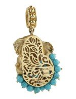 Подвеска из лимонного золота c эмалью и бирюзой