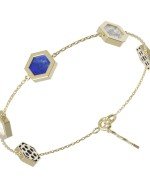 Браслет из лимонного золота c лазуритом и перламутром