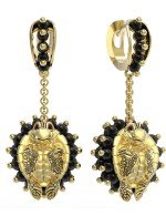 Серьги из лимонного золота c эмалью и ониксом