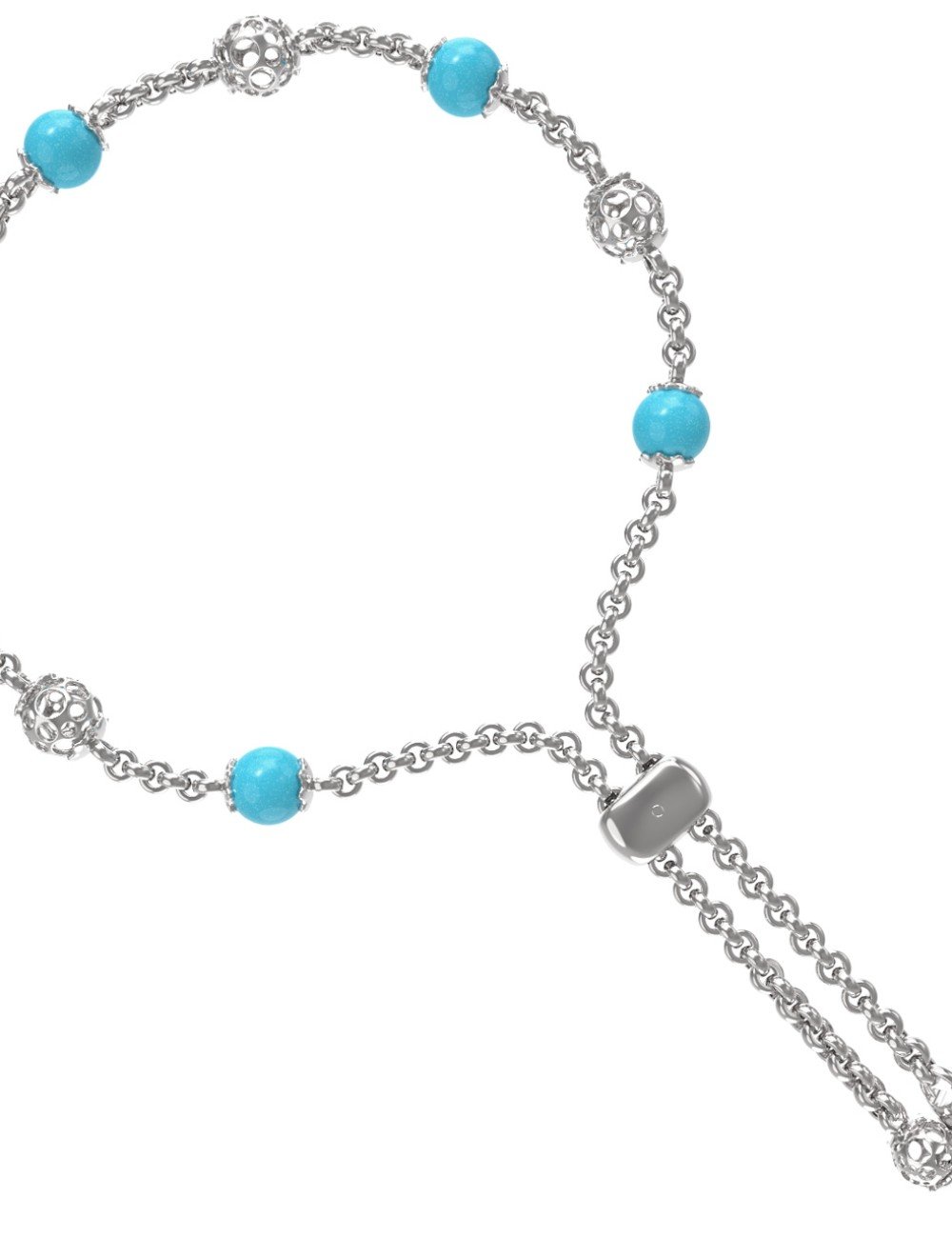 Браслет из белого золота c бирюзой