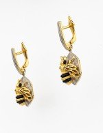 Серьги из лимонного золота c эмалью, ониксом и эмалью