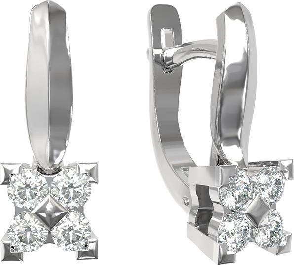 Серьги из белого золота 585 пробы c бриллиантами