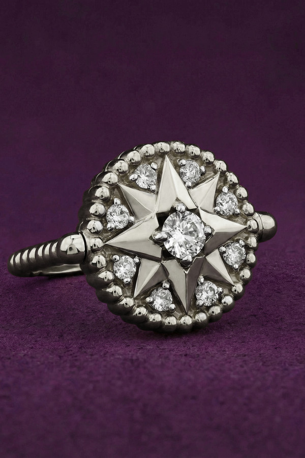 Кольцо из белого золота 585 пробы c бриллиантами