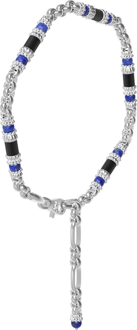 Браслет из белого золота c ониксом и лазуритом