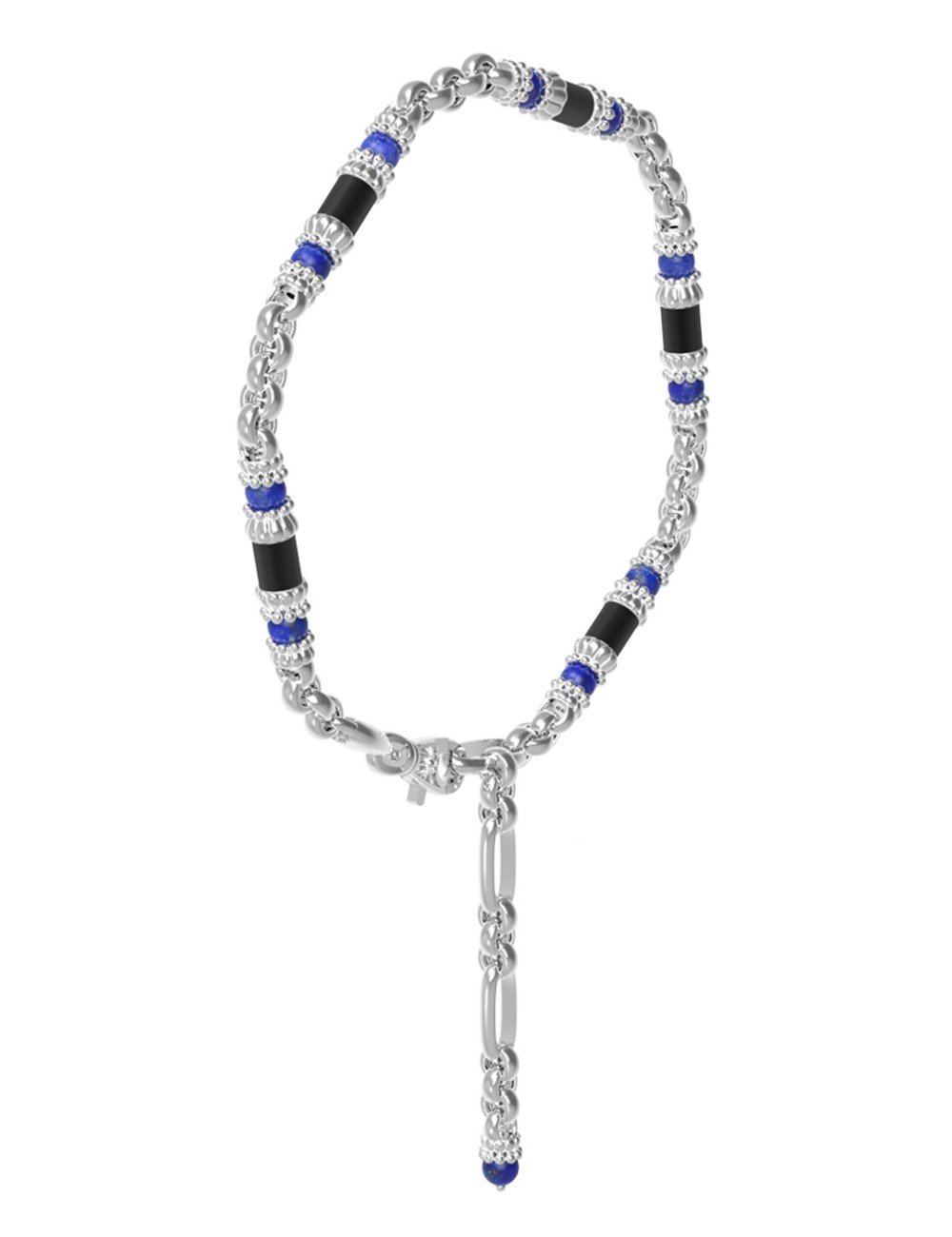 Браслет из белого золота c ониксом и лазуритом