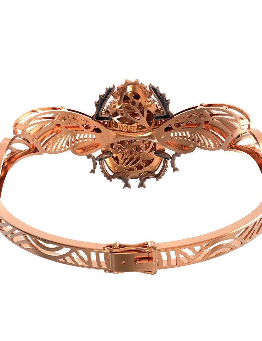 Браслет из золота c эмалью, фианитом, гранатом и эмалью