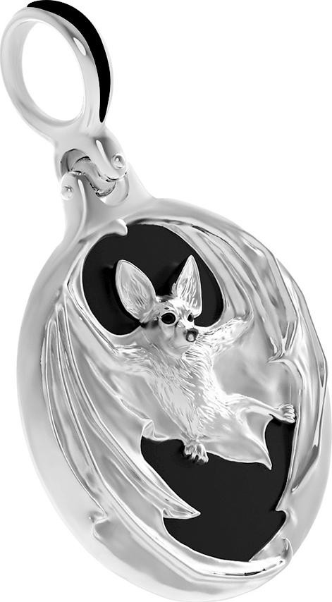 Подвеска из белого золота 585 пробы c эмалью и ониксом