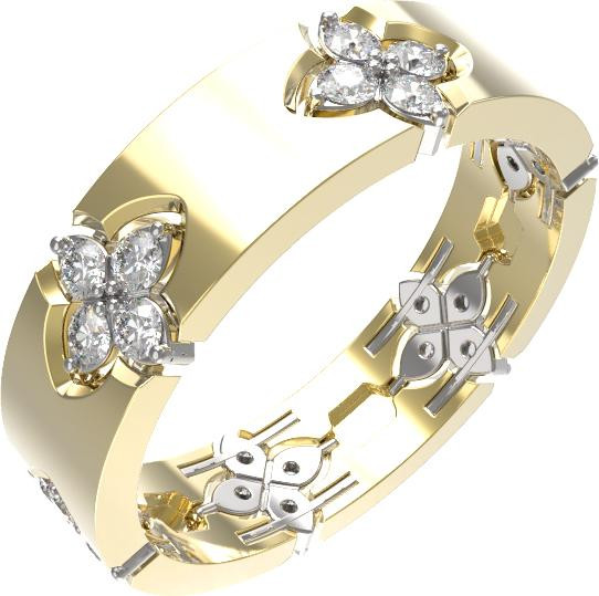 Кольцо из лимонного золота 585 пробы c бриллиантами