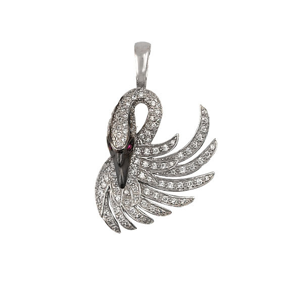 Подвеска из белого золота 585 пробы c фианитом