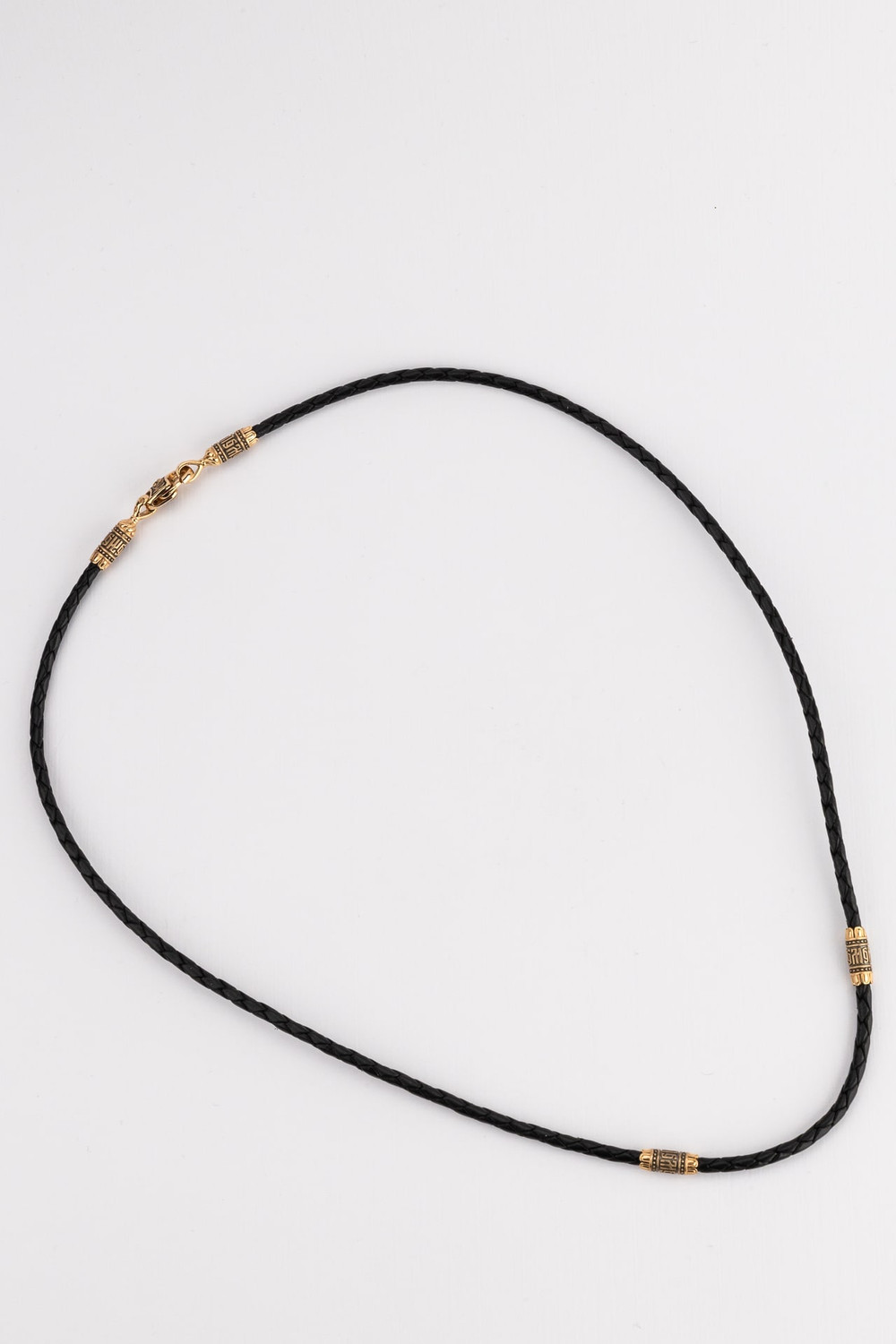 Цепь-шнурок кожа из красного золота 585 пробы c кожаным шнурком