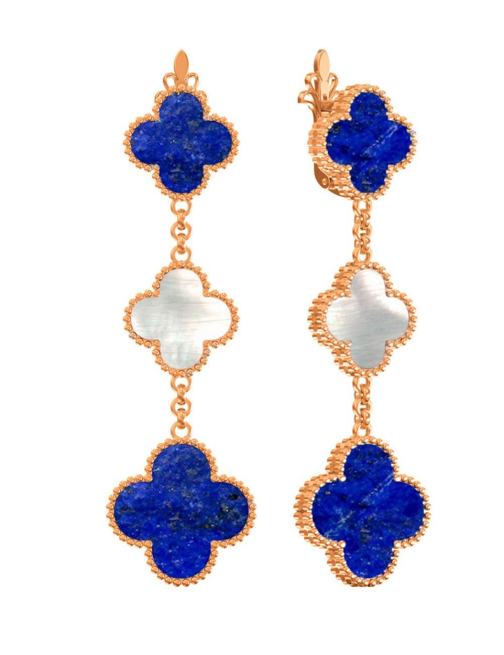 Серьги из золота c лазуритом и перламутром