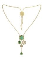 Колье из лимонного золота c малахитом и перламутром