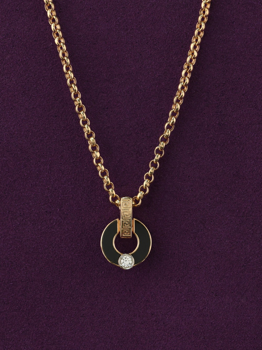 Колье из красного золота 585 пробы c бриллиантами и ониксом