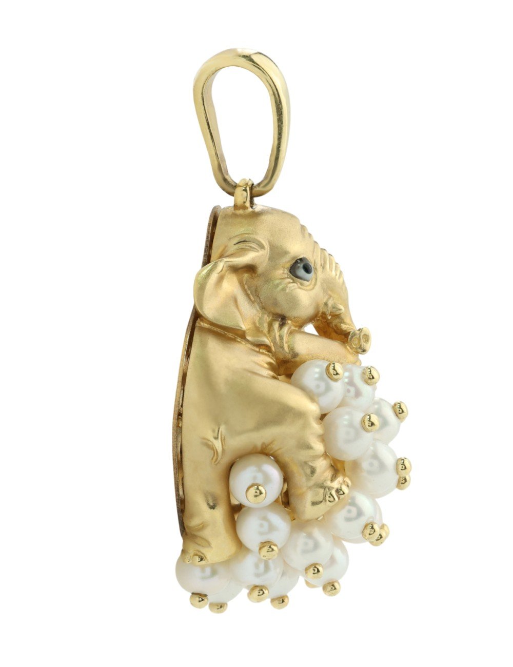 Подвеска из лимонного золота c эмалью и жемчугом