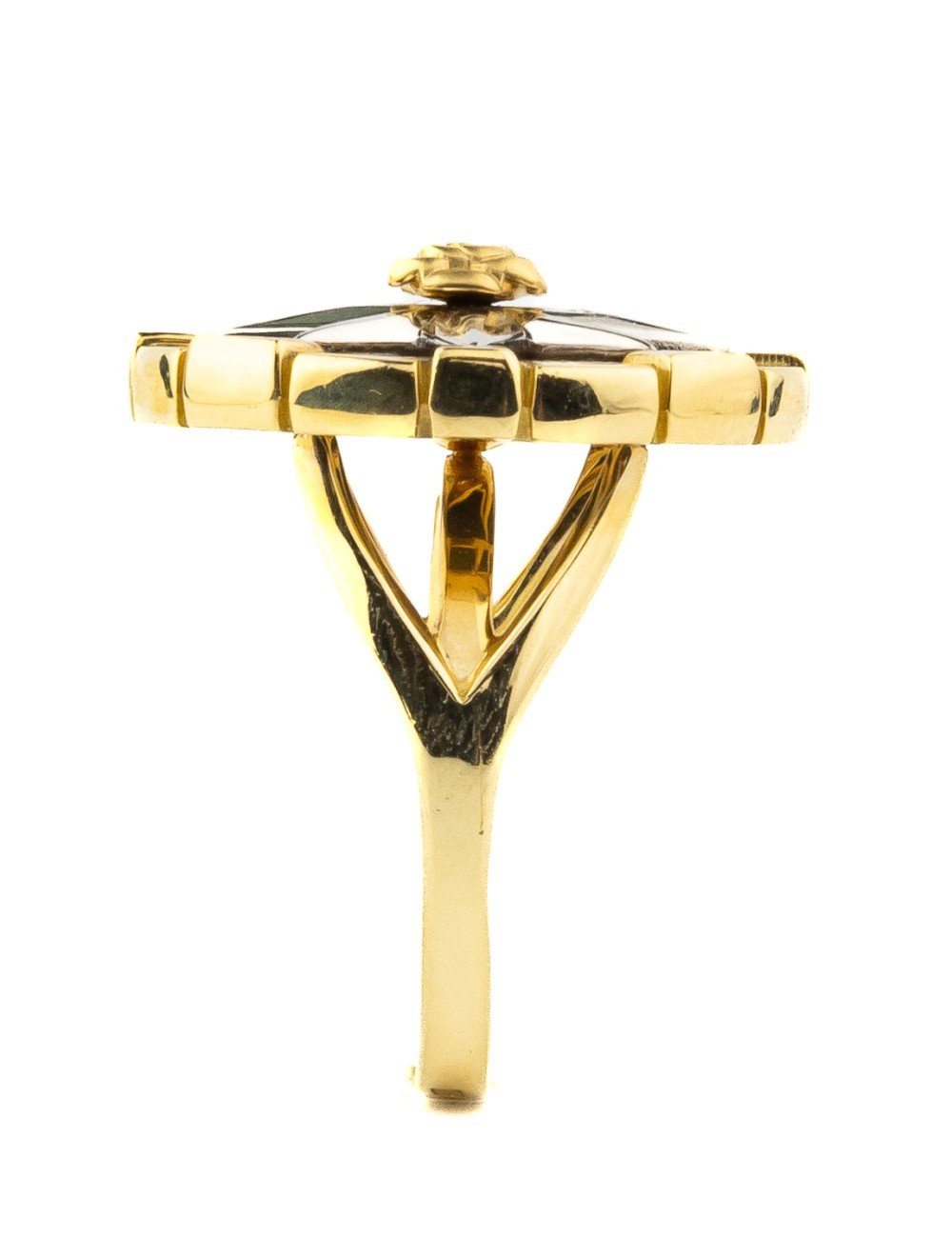 Кольцо из лимонного золота c эмалью и ониксом