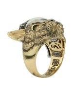 Кольцо из лимонного золота c эмалью