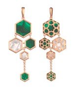 Подвеска из золота c малахитом и перламутром