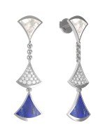 Серьги из белого золота c бриллиантами, лазуритом и перламутром