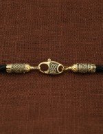 Гайтан из лимонного золота c кожаным шнурком