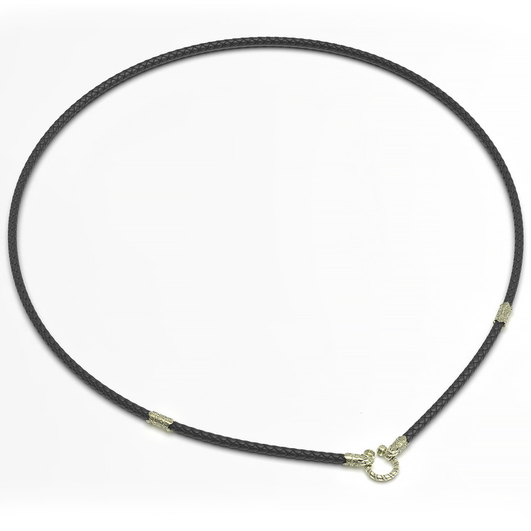 Цепь-шнурок кожа из зелёного золота 585 пробы c кожаным шнурком