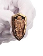 Образок из золота c эбеновым деревом