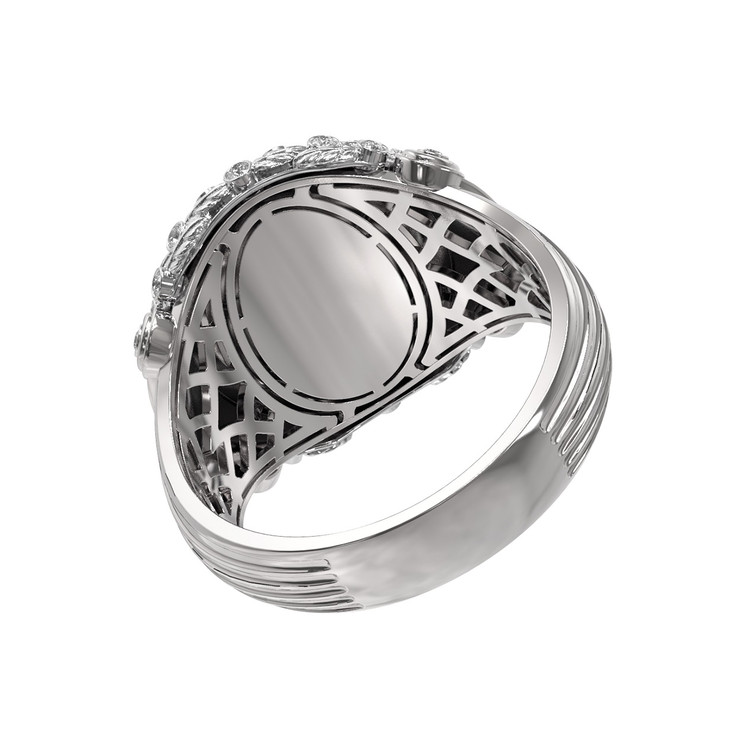 Кольцо из белого золота 585 пробы c бриллиантами и ониксом