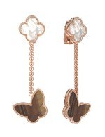 Серьги из золота c тигровым глазом и перламутром