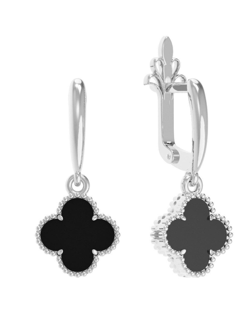 Серьги из белого золота c ониксом