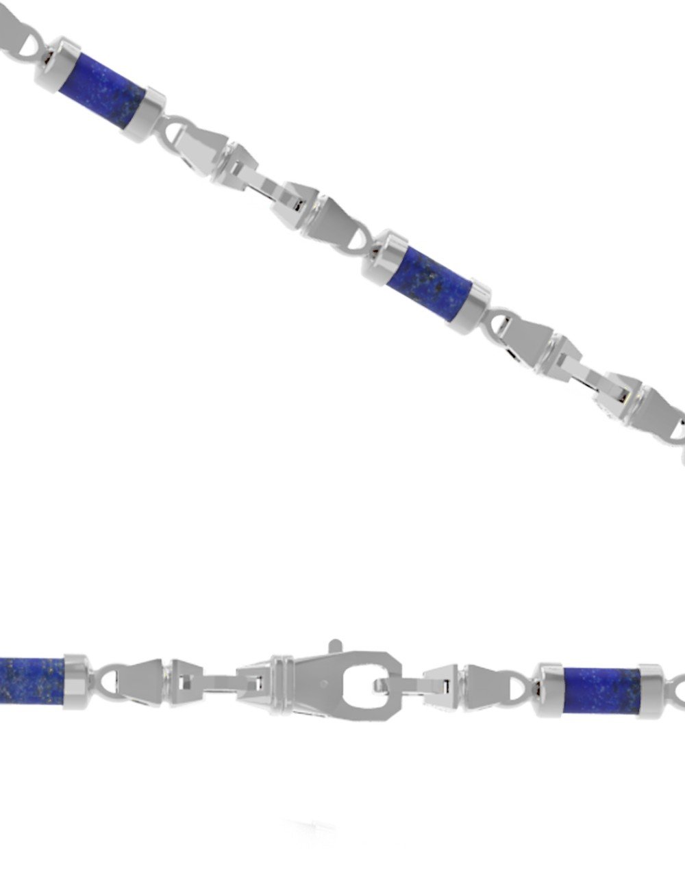 Цепь из белого золота c лазуритом