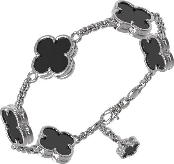 Браслет из белого золота 585 пробы c ониксом