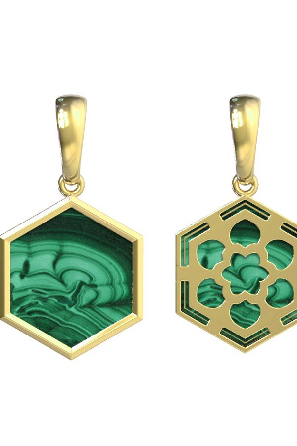 Подвеска из лимонного золота c малахитом