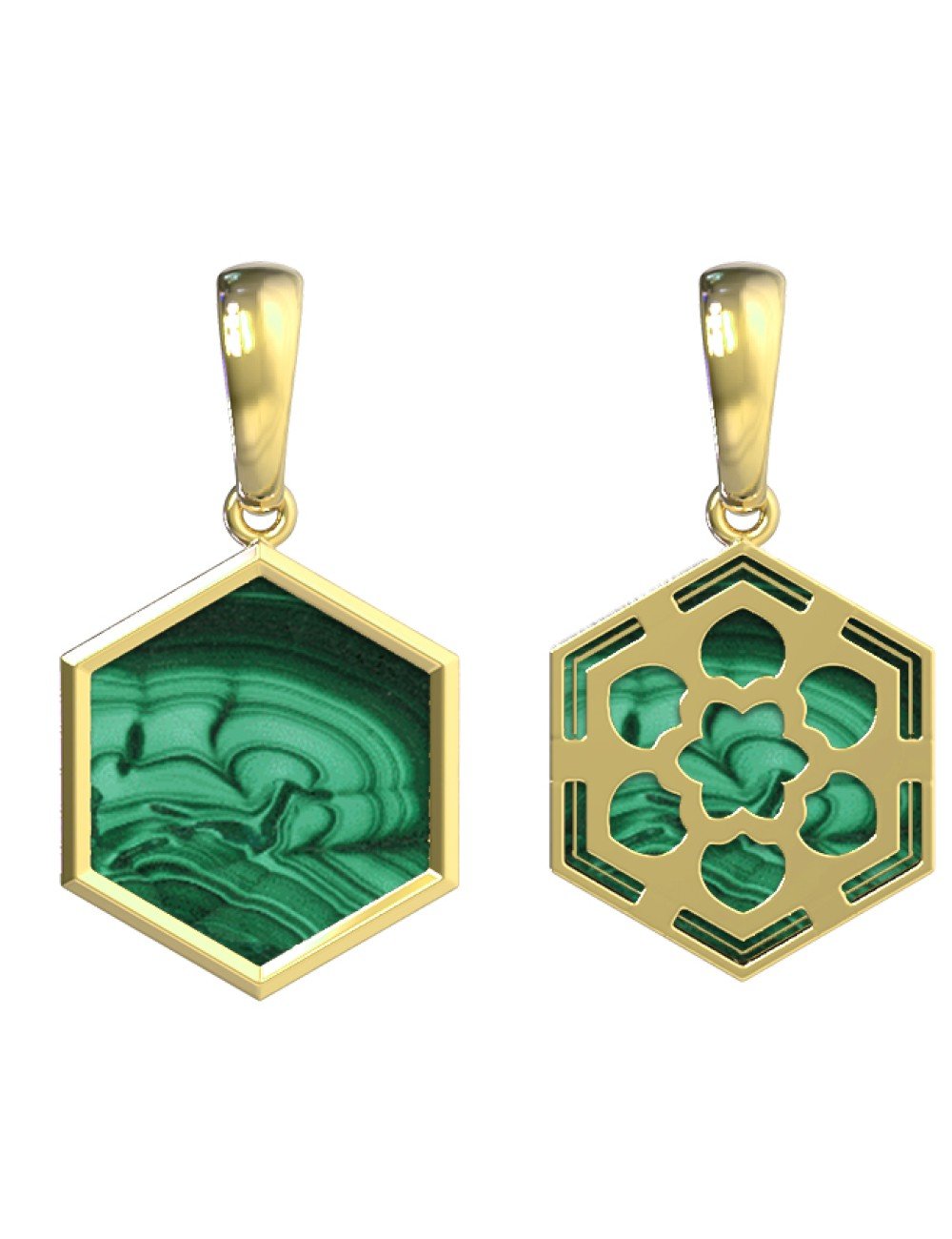 Подвеска из лимонного золота c малахитом