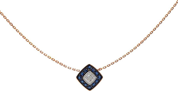 Колье из красного золота 585 пробы c бриллиантами и сапфиром