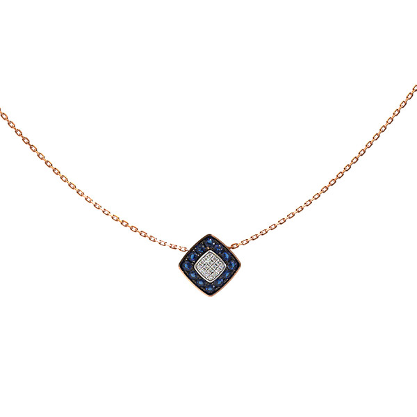 Колье из красного золота 585 пробы c бриллиантами и сапфиром