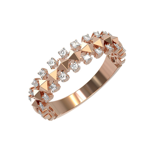 Кольцо из красного золота 585 пробы c бриллиантами