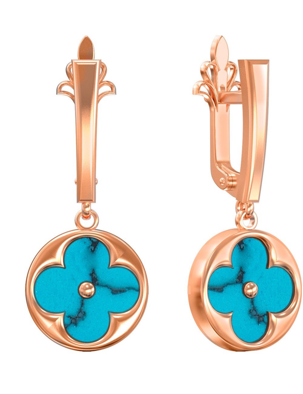 Серьги из золота c бирюзой