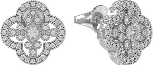 Серьги из белого золота 585 пробы c бриллиантами