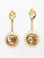 Серьги из золота c эмалью и жемчугом