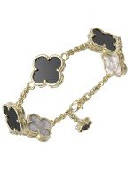 Браслет из лимонного золота c ониксом и перламутром