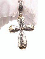 Крест из серебра и золота c фианитом