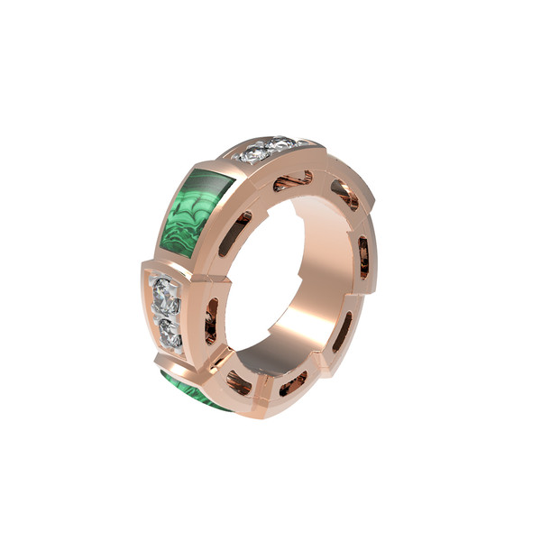 Подвеска из красного золота 585 пробы c бриллиантами и малахитом