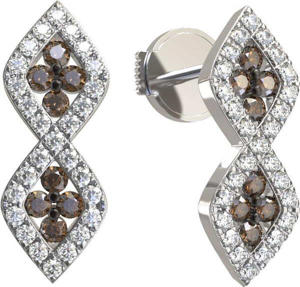 Серьги из белого золота 585 пробы c бриллиантами