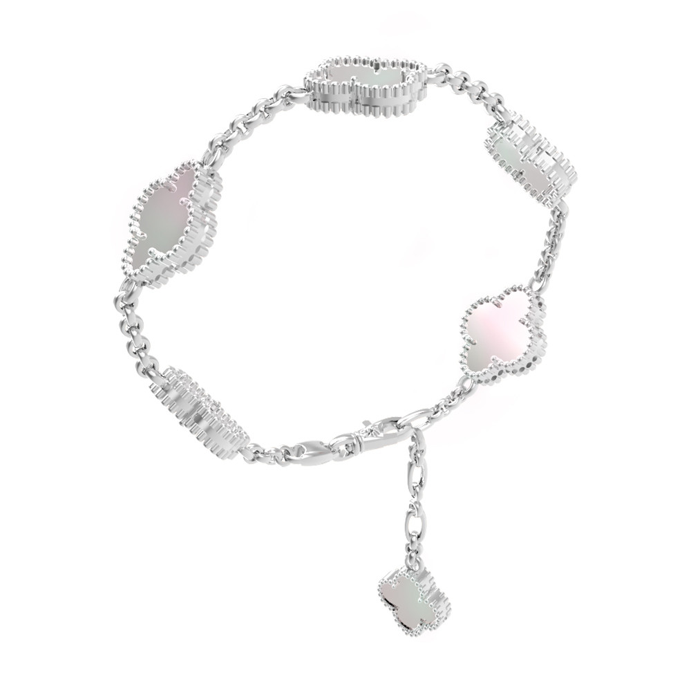 Браслет из белого золота 585 пробы c перламутром