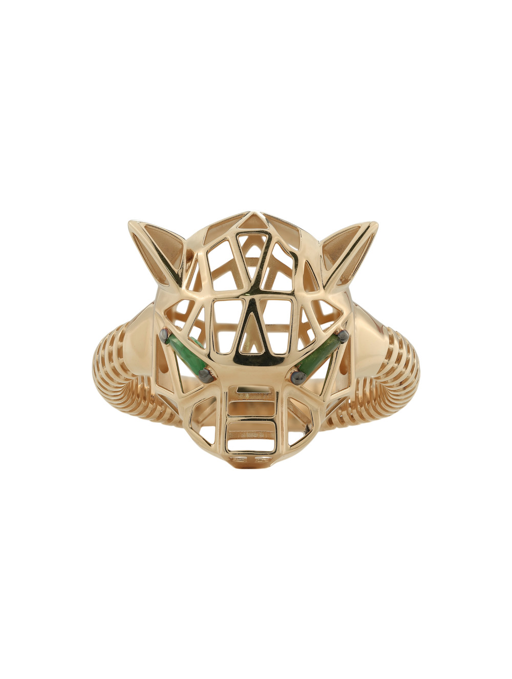 Кольцо из красного золота 585 пробы c изумрудом