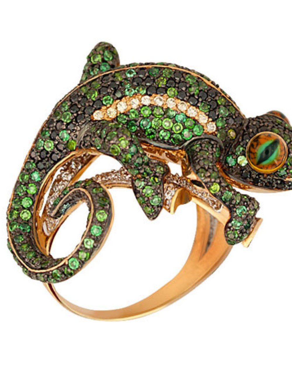 Кольцо из золота c эмалью и фианитом